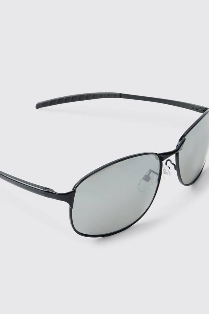 Metalen Rechthoekige Zonnebril | Black