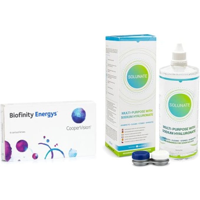 Biofinity Energys (6 lenzen) + Solunate Multi-Purpose 400 ml met lenzendoosje