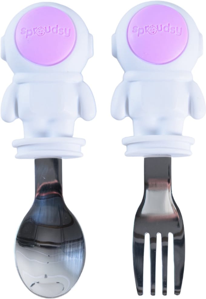 Sproudsy Bestekset Space – Kinderbestek – Kinderservies - Baby – Lilac
