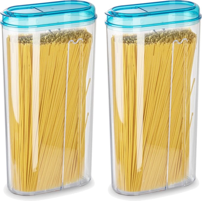 Plasticforte Voedselcontainer strooibus - 2x - blauw - 2350 ml - kunststof - voorraadpotten