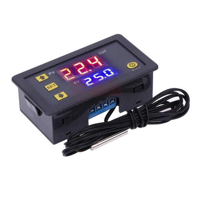 Temperatuurregelaar Module met Waterdichte Sonde Hoge Nauwkeurigheid Digitale Weergave Thermostaat Schakelaar ‑50‑110 graden Celsius 12V black