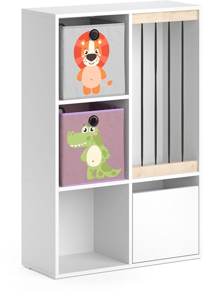 Vicco Luigi Kinderboekenkast – 29.2 x 107.8 cm met 2 vouwboxen opt.3 Wit