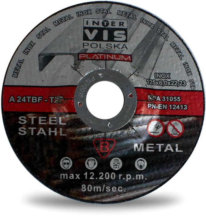 Inter-Vis Platinum Serie - Slijpschijf voor Metaal - 125mm - 6mm Dikte - Wypukła