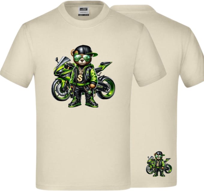 Jongens t-shirt motor cartoon beer - Creme - 122/128