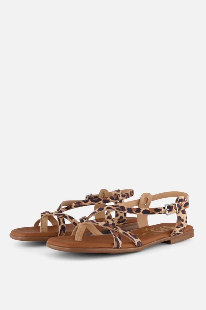Oh My Sandals Leopard Sandalen beige Leer - Dames - Maat 40