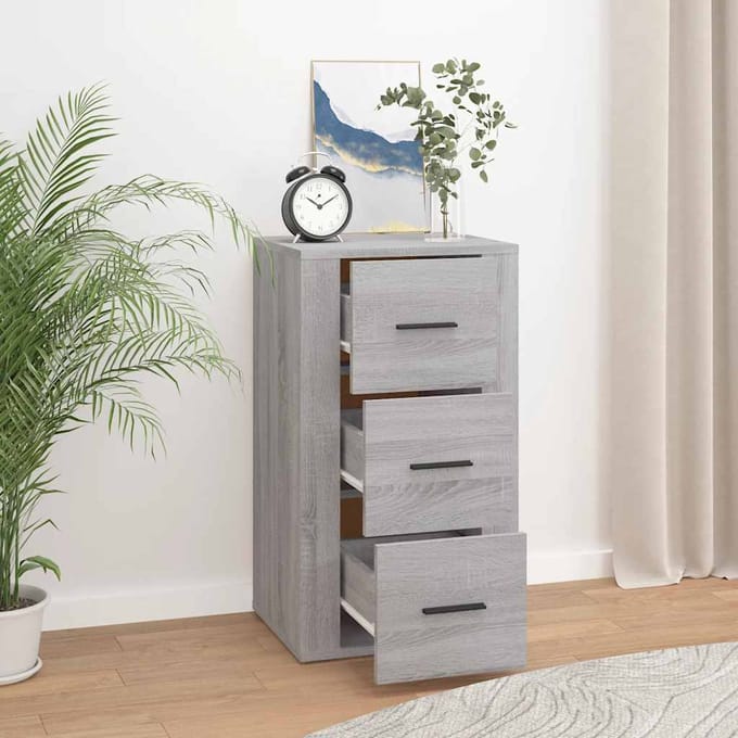 vidaXL - Dressoir - 40x33x70 - cm - bewerkt - hout - grijs - sonoma - eikenkleurig