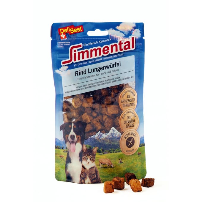 Voordeelverpakking: 8x60g DeliBest Simmental rundvlees longblokjes hondensnacks