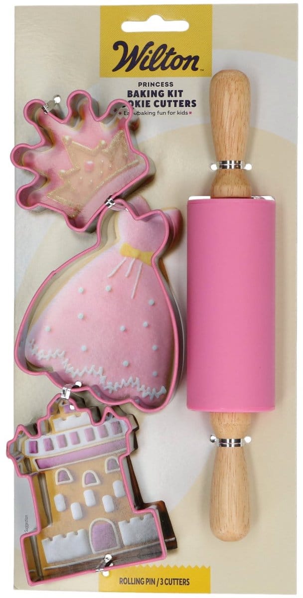 Wilton Baking Kit Koekjesuitstekers - Prinses - Set/4 - 3 Uitsteekvormpjes - Deegroller