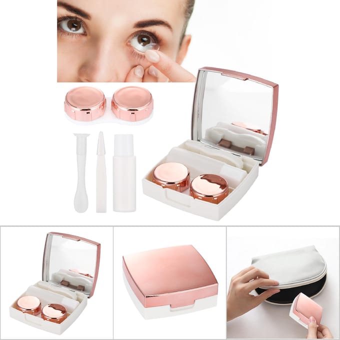 Mini Contactlenshouder Oogzorg Lenzen Container Doosje Draagbare Spiegel Doos Roze roze