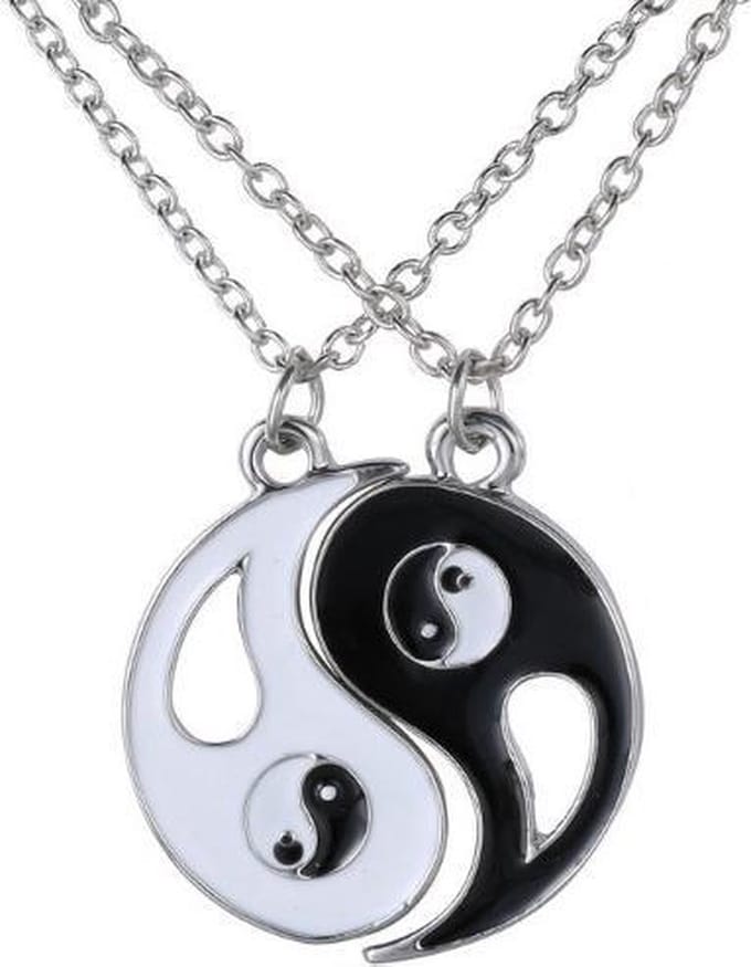 BY-ST6 Duoketting Yin/Yang kleur zilver