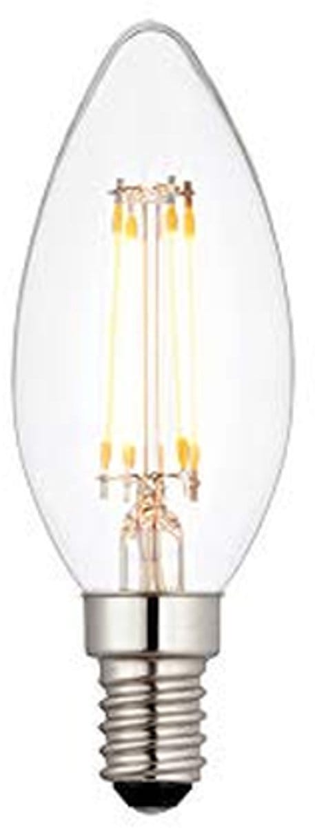 Dimbare E14 LED Filament Kaarslamp 4W - Helder Glas & Verchroomd