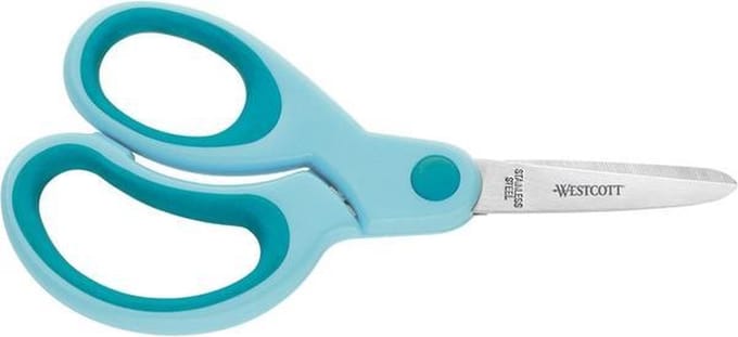 Westcott schaar - Kids - 13cm - soft grip - spitse punt - turquoise - linkshandig - AC-E21585