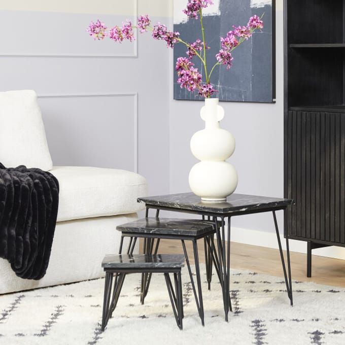Starfurn salontafel jala black marble 50 cm set van 3