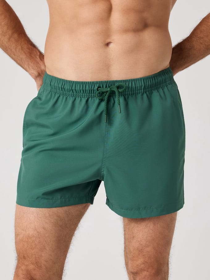 Björn Borg Solid Zwembroek Heren Zwemshort Mannen - Korter Model - 100% Gerecycled Polyester - Mallard Groen - Maat M