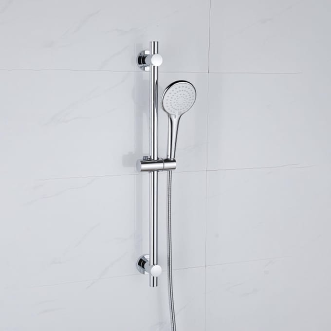 Adema Sparkle 2.0 Glijstangset - 70cm glijstang - ronde handdouche - metalen doucheslang - chroom