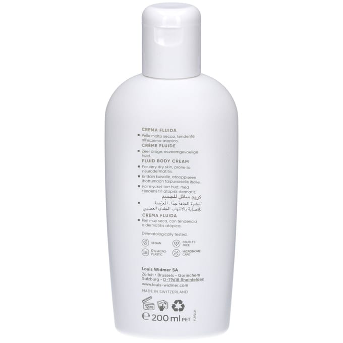 Louis Widmer Remederm Dry Skin creme fluide probiotic Zonder Parfum 200 Crème