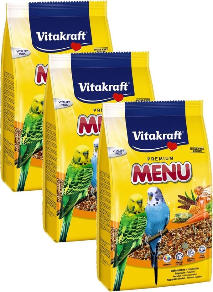 Vitakraft Parkieten Premium Menu - Vogelvoer - 3 x 500 g