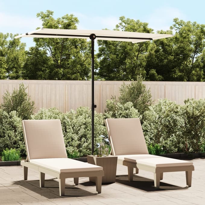vidaXL - Parasol - met - aluminium - paal - 180x110 - cm - zandwit