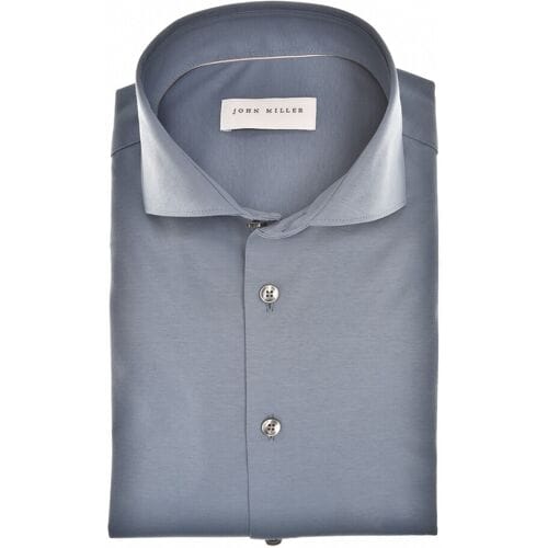 John Miller Overhemd Slim Cotton Jersey Stretch Donker Blauw / male