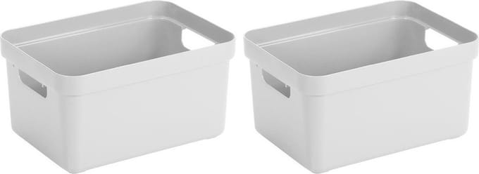 Sunware Opbergbox Sigma - 2x - kunststof - wit - 5 liter - Opbergbakken/opbergers - 25,2 x 18 x 12,2 cm