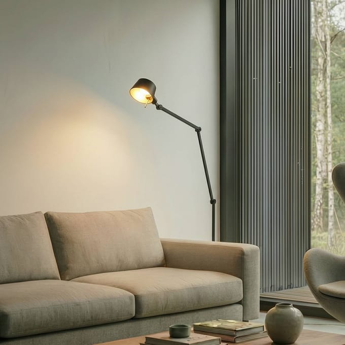 Lucande - vloerlamp - 1licht - Metaal - H: 216 cm - E27 - zwart, goud