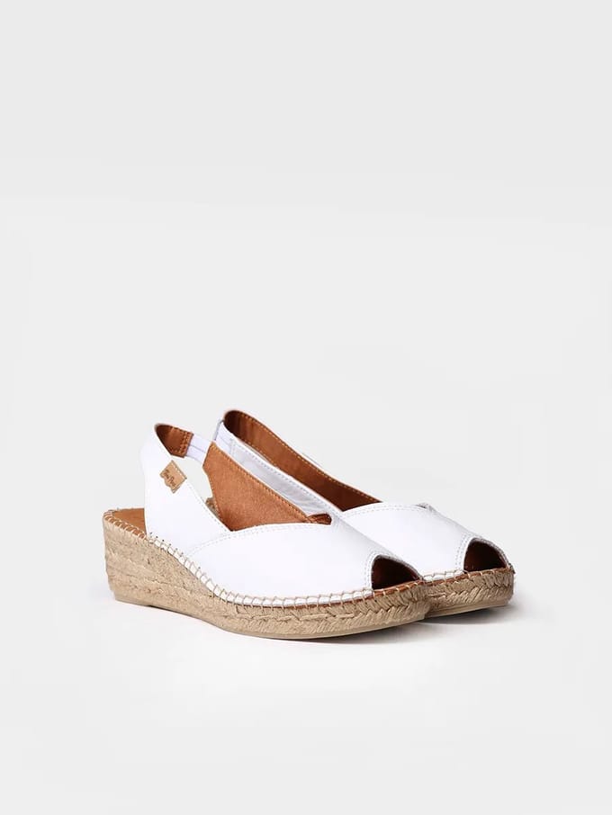 Dames leren espadrille met open neus en sleehak | BERNIA-P