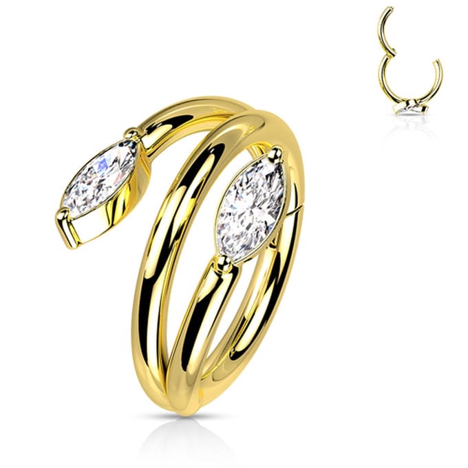 Piercing clicker ring dubbel blad 1.2x8 - goud - LMPiercings
