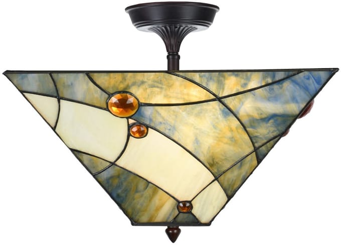 Tiffany Verlengde Plafonnière Sky Blue - Art Deco Trade