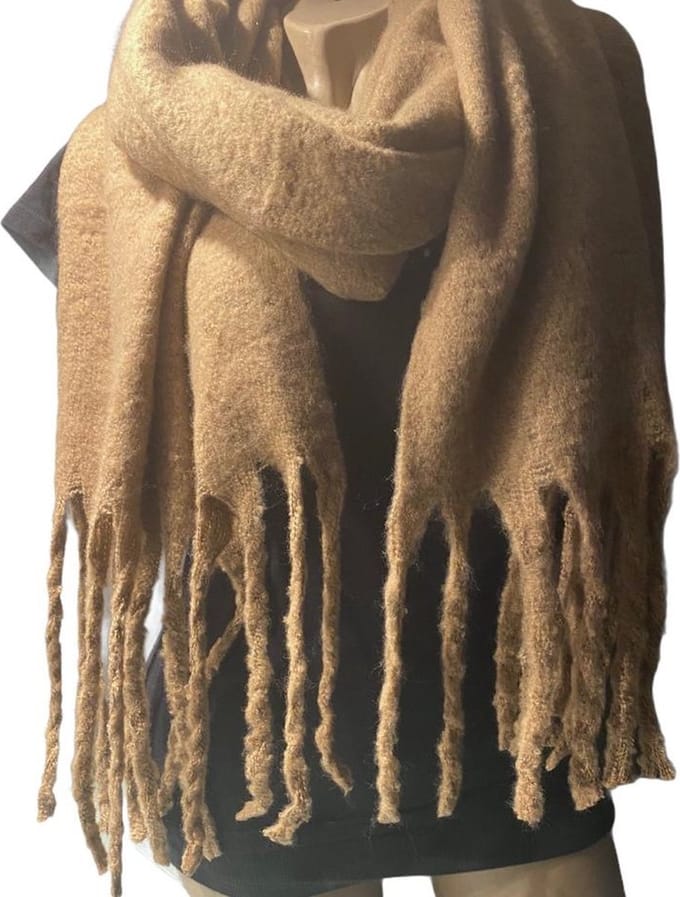 Lange Warme Sjaal - Dikke Kwaliteit - Camel - 220 x 50 cm (8851232418#)