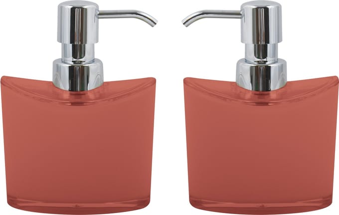 MSV Zeeppompje/dispenser Aveiro - 2x - PS kunststof - terracotta/zilver - 11 x 14 cm - 260 ml