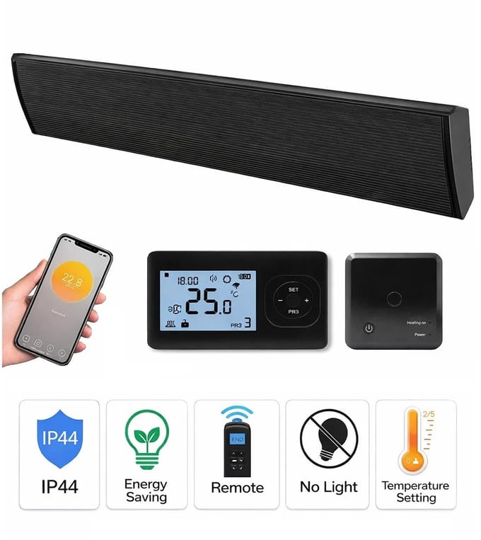 Quality Heating Infrarood Terrasheater Thermolux 1800Watt met Wifi – Compacte Verwarming voor Buiten