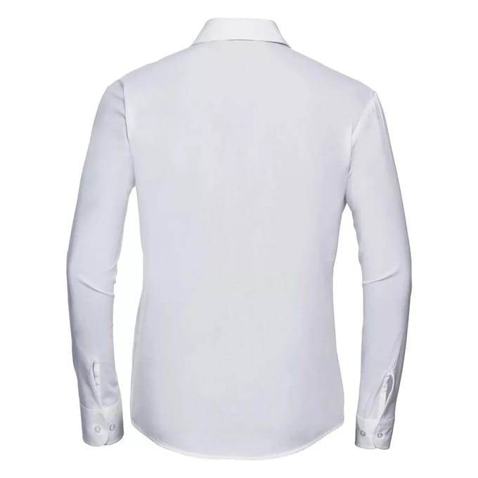 Russell Collection Dames/Dames Klassiek Popeline Easy-Care Overhemd met Lange Mouwen (Wit)