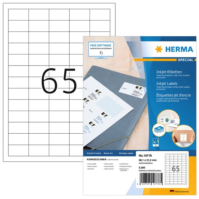 10778 - Die-cut label - 3.81 cm - 2.12 cm - 65 pc(s)