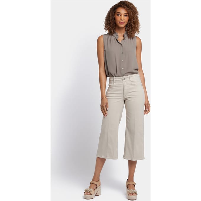 Brigitte Wijde Benen Capri Jeans Met Hoge Taille