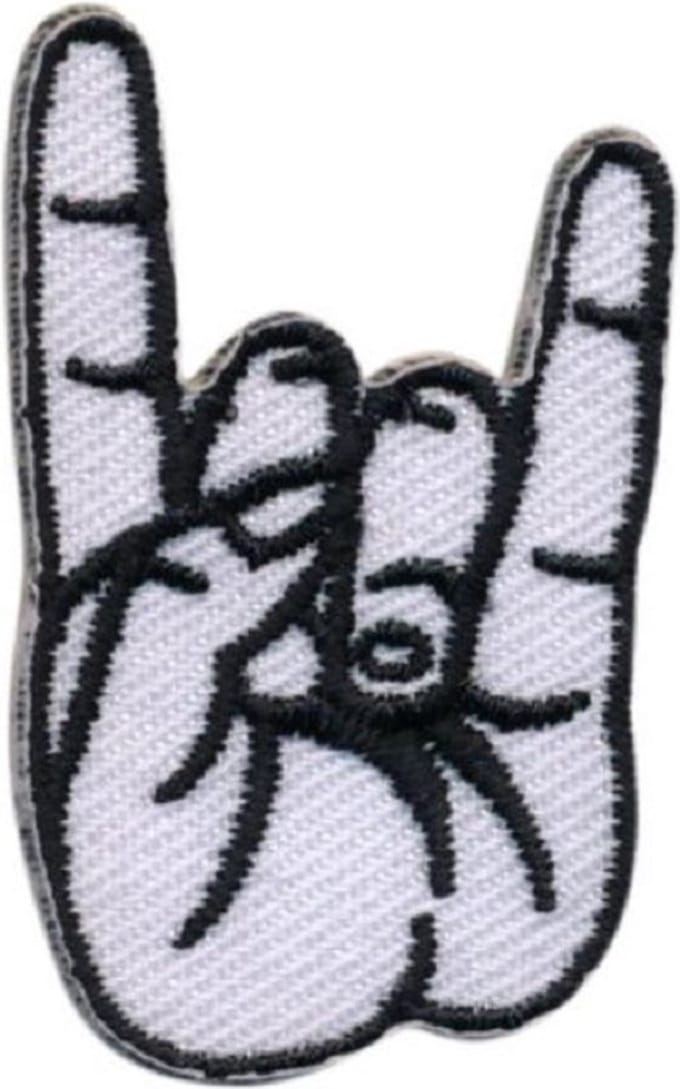Patch - Strijkembleem - Rock on hand - 4 x 2,5cm