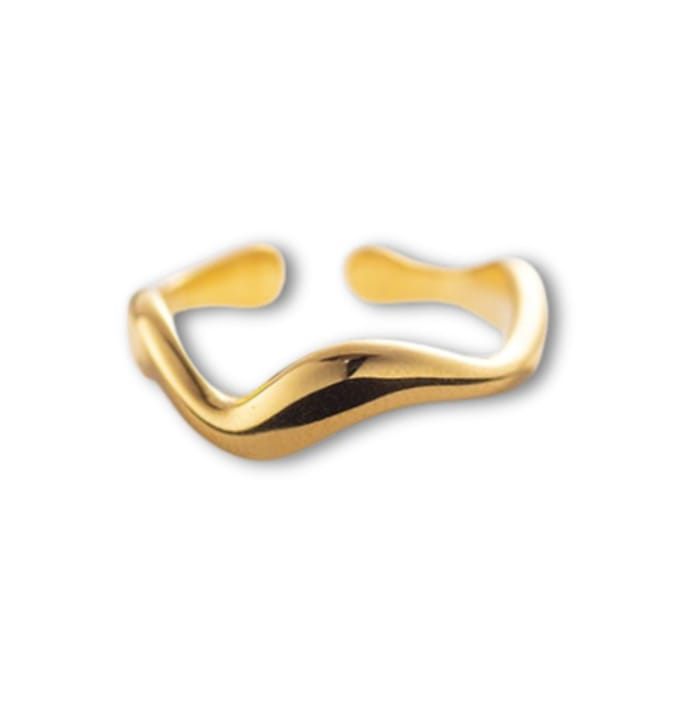 Minimalistiche Verstelbare Ring Waves | Stainless Steel Goud