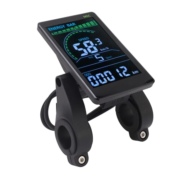 Écran LCD M6C pour vélo électrique, compteur ABS, panneau de commande avec 6 broches black