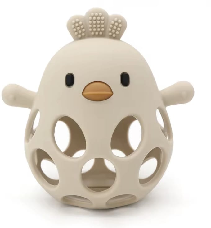 KimDo - Kuiken bijtspeelgoed - Beige - Bijtring - Baby -Sensorisch speelgoed