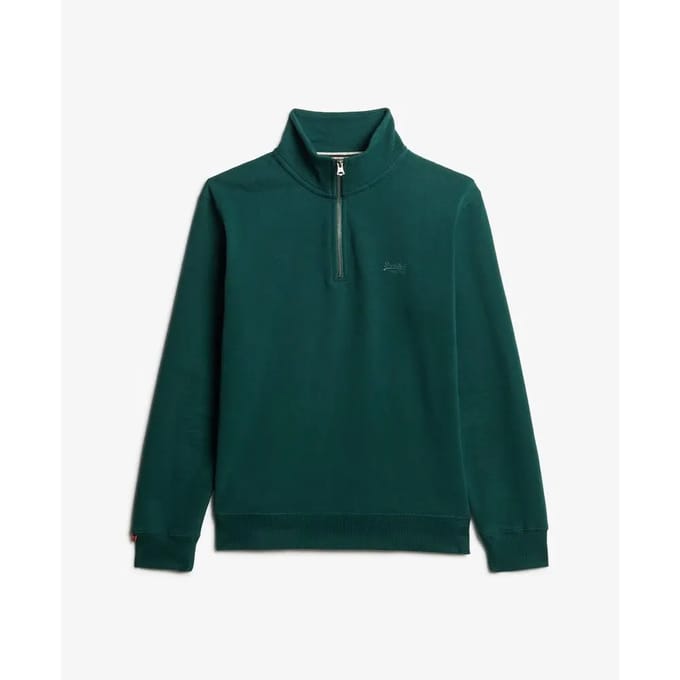 Superdry - Essential sweatshirt met logo en halve rits - Heren - Truien