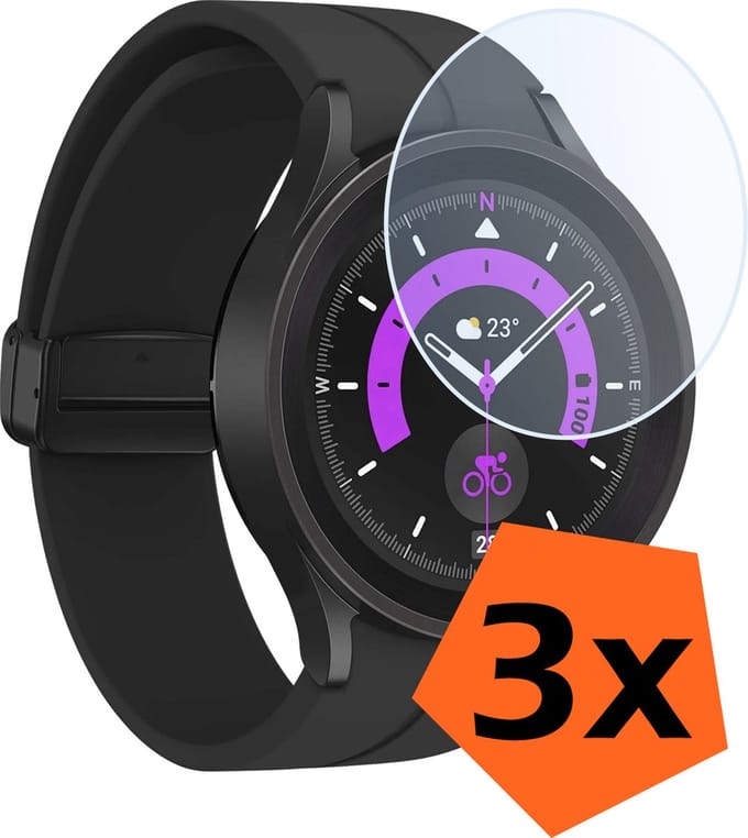 Screenprotector - Geschikt voor Samsung Watch 5 Pro 45 mm Screenprotector Bescherm Glas - Screen Protector Geschikt voor Samsung Galaxy Watch 5 Pro (45 mm) Screenprotector Tempered Glass - 3 PACK
