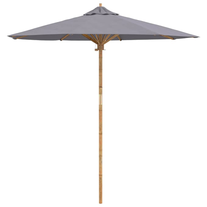 vidaXL - Tuinparasol - Rond - Ø - 217 - x - 230 - cm - Bamboe - Donkergrijs