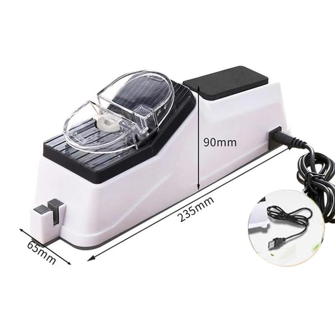 Affûteur de couteaux électrique USB réglable pour couteaux de cuisine, outil affûtage de ciseaux, lame blanche moyenne et Fine EU Plug blanc