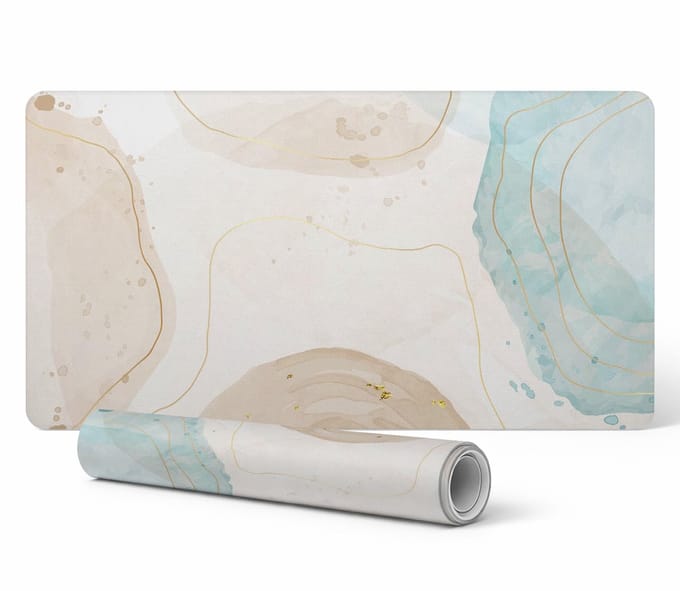 Duurzame antislip bureauonderlegger met abstract golvenpatroon, 90x45 cm