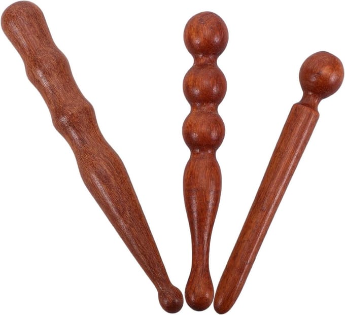 Luxe Massageset - Houten Rollers - Spierherstel Lichaam - Uitmuntend Vakmanschap - 14.5 cm Lengte - Lichtbruin