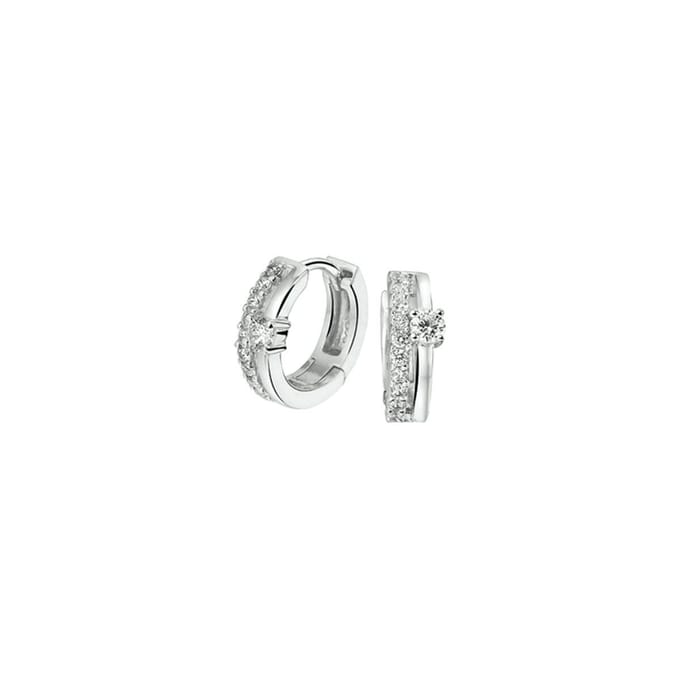 Zilver Gerhodineerd Klapoorringen Zirkonia 1322395