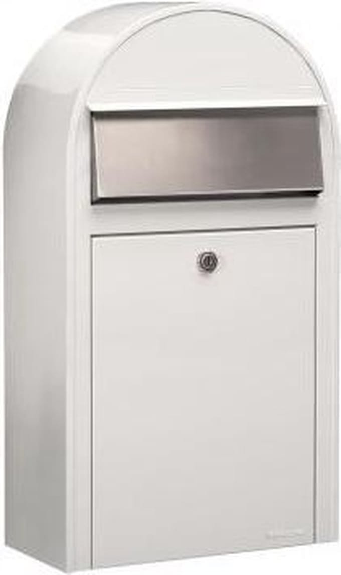 Brievenbus Bobi Grande S (Slim) Wit / RVS klep