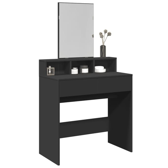 vidaXL - Kaptafel - met - spiegel - 80x41x144,5 - cm - zwart