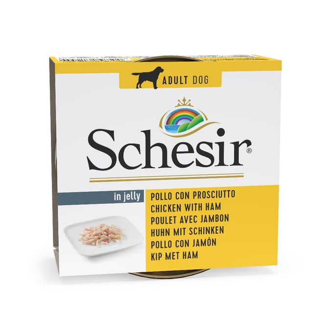 Schesir Hond Blik Gelei 150 g - Hondenvoer - 10 x Kipfilet&Ham