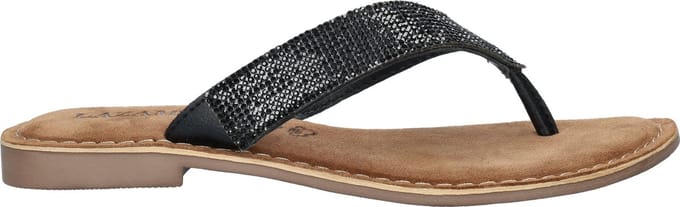 Lazamani - Ilja Leren Dames Slippers Black - Maat 36