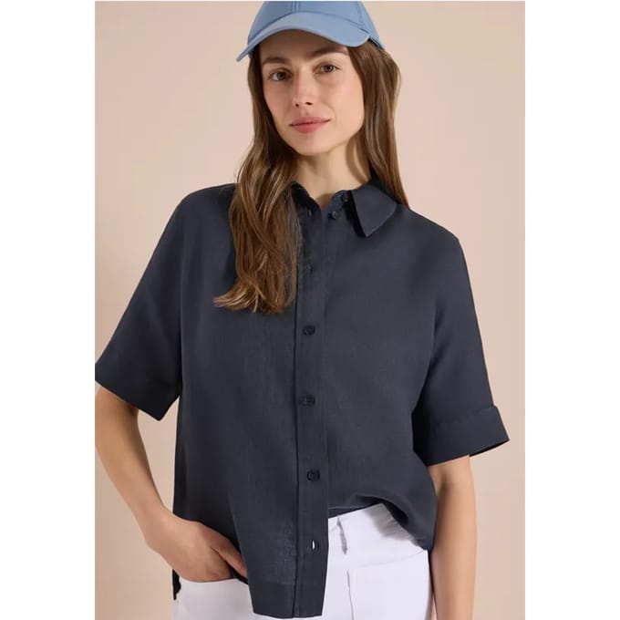 Blouse met korte mouwen van puur linnen